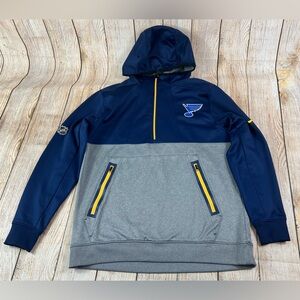 St Louis Blues Hockey Authentic Pro Fanatics 1/4 Zip Pullover Hoodie Medium